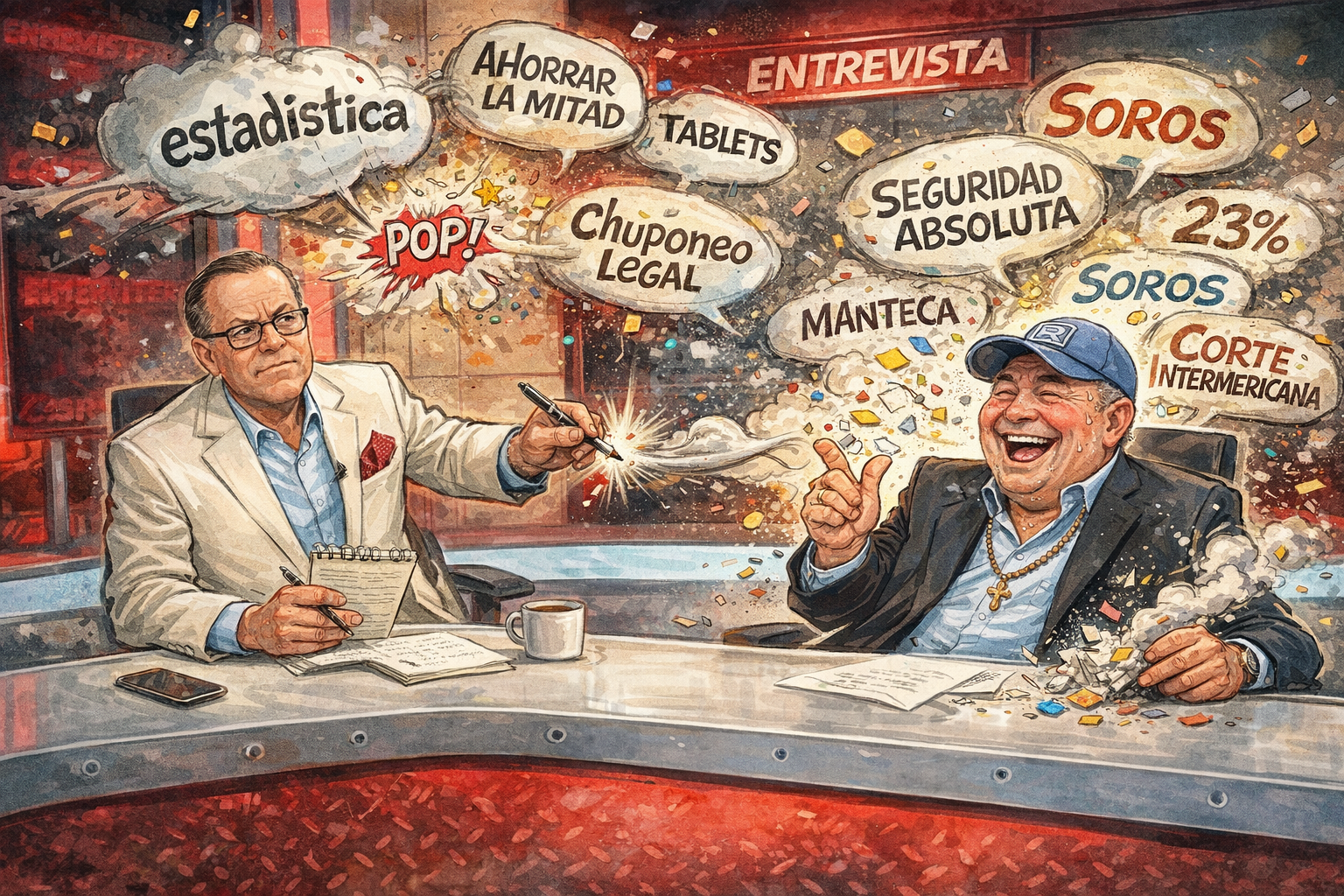 Caricatura editorial sobre la entrevista entre RLA y Butters
